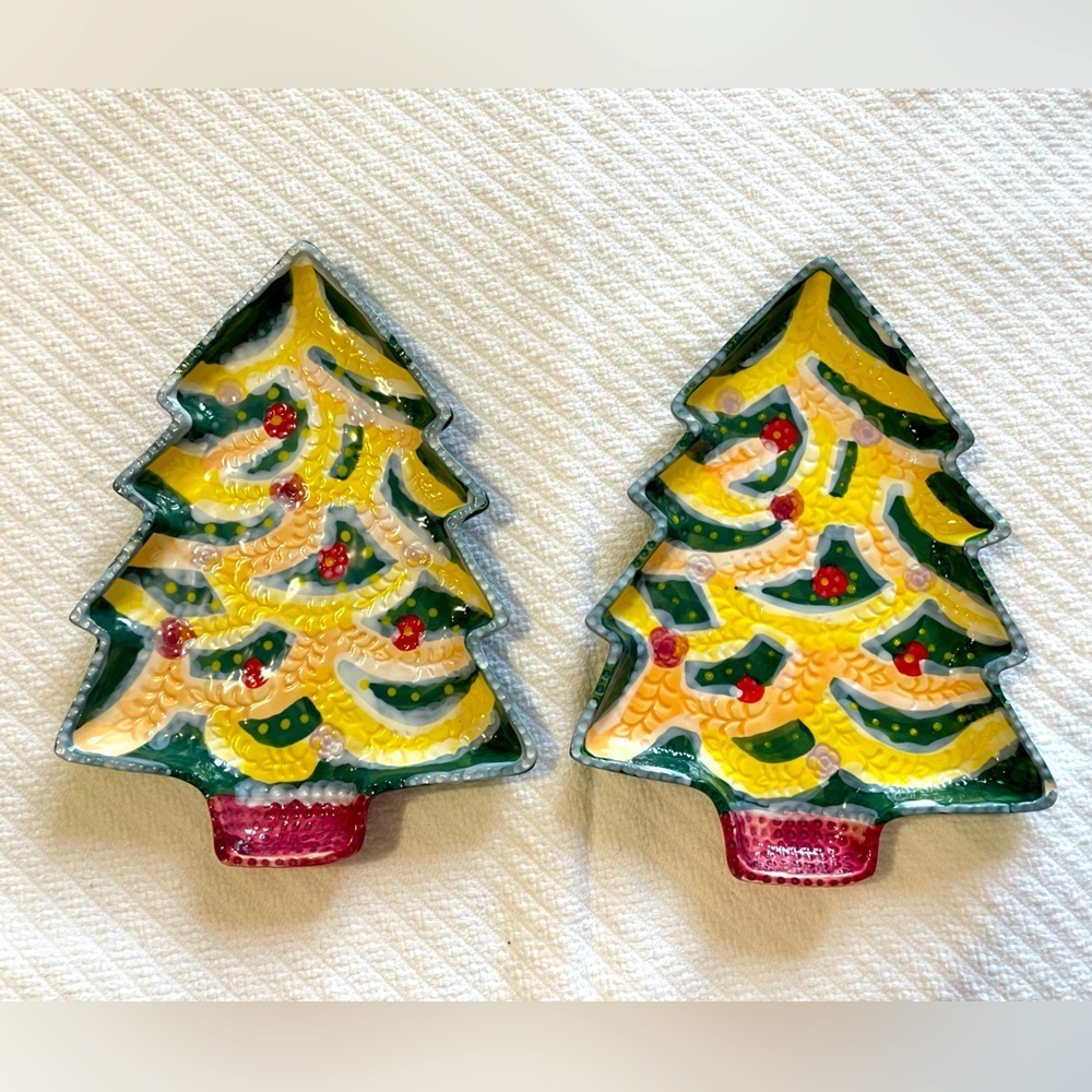 Anthropologie‎ Nathalie Lethe Christmas Tree Desert Plate Stoneware